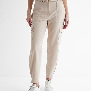 Express Beige Ankle Cargo Pants